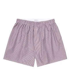 Sunspel Poplin Boxer Shorts Port / White Bar Stripe