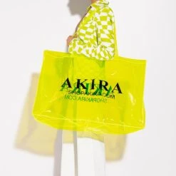 AKIRA PVC XXL SHOPPING BAG -handbag shop akira pvc xxl shopping bag neon yellow 3 3 c1