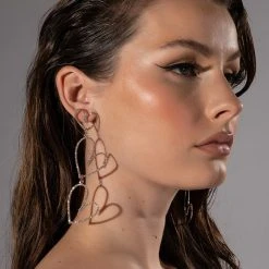 ALL MY LOVIN RHINESTONE DANGLE EARRINGS -handbag shop all my lovin rhinestone dangle earrings rose gold 1 1