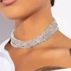ALL TINGS ICY LAYERED RHINESTONE CHOKER -handbag shop all tings icy layered rhinestone choker silver 1 1