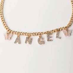 ANGEL FACE NECKLACE -handbag shop angel face necklace gold 3 3