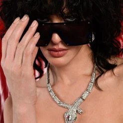 GREEN WITH NO ENVY NECKLACE AND EARRING SET -handbag shop ate that rhinestone shoulder harness silver 2 2 c1