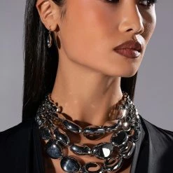 AU NATURALE LAYERED NECKLACE SET -handbag shop au naturale layered necklace silver 1 1