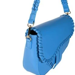 AZURE CROSS STITCH PU PURSE -handbag shop azure cross stitch pu purse blue 4 4