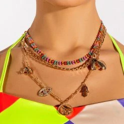 LUCKY CHARMS NECKLACE SET 7 LUCKY CHARMS NECKLACE SET -handbag shop bangkok necklace set gold 1 1