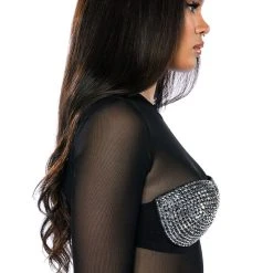 BEDAZZLE SUPPORT BRA C CUP -handbag shop bedazzle support bra c cup black silver 4 4 c1