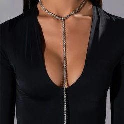 BELLE OF THE BALL RHINESTONE LARIAT NECKLACE -handbag shop belle of the ball rhinestone lariat necklace silver 1 1