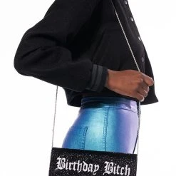 BIRTHDAY BITCH BEADED CLUTCH -handbag shop birthday bitch beaded clutch black 1 1