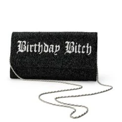 BIRTHDAY BITCH BEADED CLUTCH -handbag shop birthday bitch beaded clutch black 4 4