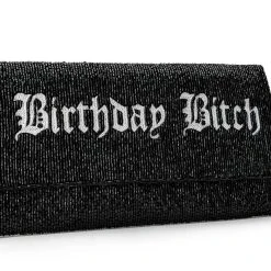 BIRTHDAY BITCH BEADED CLUTCH -handbag shop birthday bitch beaded clutch black 5 5