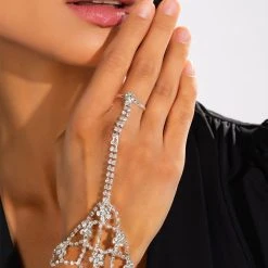 BLOSSOMING STATEMENT HAND ARMOR BRACELET -handbag shop blossoming statement hand armor bracelet silver 1 1