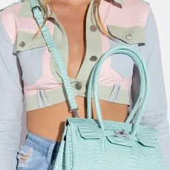 BLUE DREAMS CROC PURSE -handbag shop blue dreams croc purse light blue 1 1