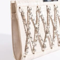 BONE COLLECTOR CHAIN CLUTCH -handbag shop bone collector chain clutch ivory 4 4