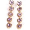 BOTTOM OF MY HEART RHINESTONE GEM DROP EARRINGS -handbag shop bottom of my heart rhinestone gem drop earrings purple 2 2