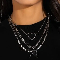 BUTTERFLY DOORS NECKLACE SET -handbag shop butterfly doors necklace set silver 1 1