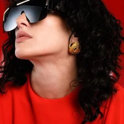 CEST LA VIE EMBELLISHED OVERSIZED STUDS -handbag shop cest la vie embellished oversized studs gold 1 1