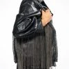CHAIN FRINGE PURSE -handbag shop chain fringe purse black silver 1 1