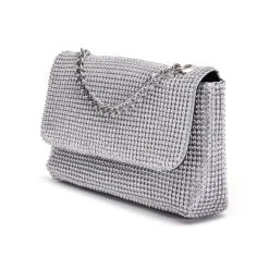 CHECKED OUT RHINESTONE FANNY PACK -handbag shop checked out rhinestone fanny pack silver 7 7