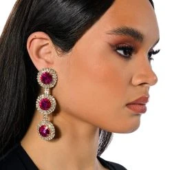 CLASS ACT GEM DROP EARRINGS -handbag shop class act gem drop earrings pink 1 1 c1