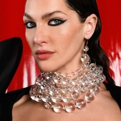 CLEAR THE WAY BUBBLE STATEMENT NECKLACE SET -handbag shop clear the way bubble statement necklace set clear 2 2