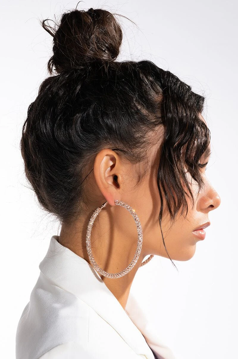 CLUSTERS ROSE GOLD 80MM RHINESTONE HOOPS 5 CLUSTERS ROSE GOLD 80MM RHINESTONE HOOPS - Image 3