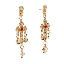 CROSS MY HEART EMBELLISHED DROP EARRINGS -handbag shop cross my heart embellished drop earrings gold 3 3