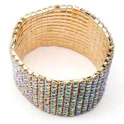 CUFF IT RHINESTONE STRETCH BRACELET IN GOLD -handbag shop cuff it rhinestone stretch bracelet in gold gold ab 3 3