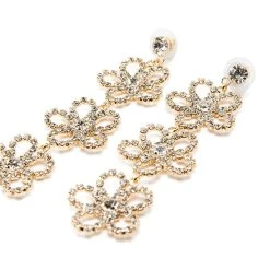 DAISY LOVE RHINESTONE DANGLE EARRINGS -handbag shop daisy love rhinestone dangle earrings gold 3 3