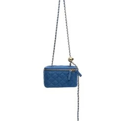 DENIM QUILTED CROSS BODY BAG -handbag shop denim quilted cross body bag light blue denim 3 3