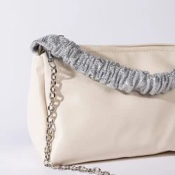 DESTINY RHINESTONE STRAP WHITE PURSE -handbag shop destiny rhinestone strap white purse ivory 5 5