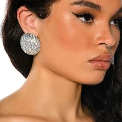 DISCOTHEQUE STATEMENT RHINESTONE STUDS -handbag shop discotheque statement rhinestone studs silver ab 1 1