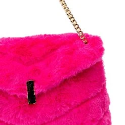 DIVINE FUCHSIA FAUX FUR PURSE -handbag shop divine fuchsia faux fur purse fuchsia 5 5