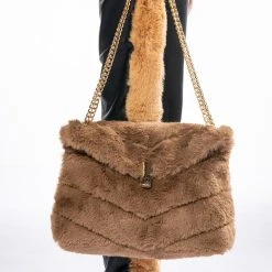 DIVINE TAN FAUX FUR PURSE
