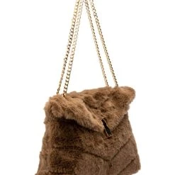 DIVINE TAN FAUX FUR PURSE -handbag shop divine tan faux fur purse tan 3 3