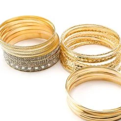DOING TOO MUCH BANGLE SET -handbag shop doing too much bangle set gold 3 3