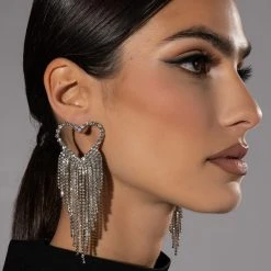 DONT FORGET MY LOVE RHINESTONE STATEMENT EARRINGS -handbag shop dont forget my love rhinestone statement earrings silver 1 1