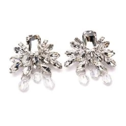 DRIP DROP EMBELLISHED STATEMENT STUDS -handbag shop drip drop embellished statement studs silver 2 2