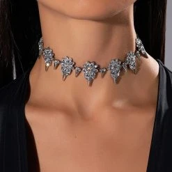DRIP OR DROWN RHINESTONE CHOKER -handbag shop drip or drown rhinestone choker silver 1 1