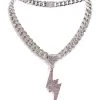ELECTRIC SHOCK EMBELLISHED CHAIN NECKLACE