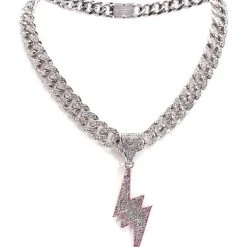 ELECTRIC SHOCK EMBELLISHED CHAIN NECKLACE