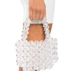 ENCHANTED BEADED BAG IN CLEAR -handbag shop enchanted beaded bag in clear clear 1 1