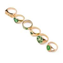 ENVIOUS ENAMEL RING SET -handbag shop envious enamel ring set green 3 3