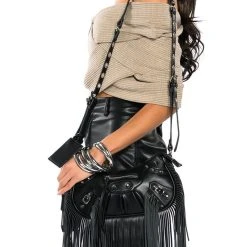 EUPHORIC FRINGE BLACK BAG -handbag shop euphoric fringe black bag black 1 1
