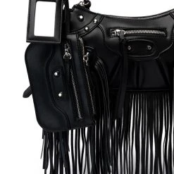 EUPHORIC FRINGE BLACK BAG -handbag shop euphoric fringe black bag black 4 4