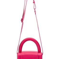 EVERLY PU BOX BAG IN FUCHSIA -handbag shop everly pu box bag in solid bone fuchsia 4 4