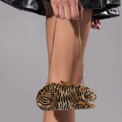 EYE OF THE TIGER RHINESTONE CLUTCH -handbag shop eye of the tiger rhinestone clutch multi 1 1