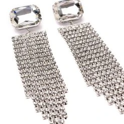 FALLING WATERS EMBELLISHED CHANDELIER EARRINGS -handbag shop falling waters embellished chandelier earrings silver 3 3