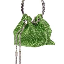 FEELING LUCKY RHINESTONE POUCH PURSE -handbag shop feeling lucky rhinestone pouch purse green 4 4