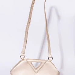 BERMUDA TRIANGLE CHAMPAGNE POUCH BAG -handbag shop felicity triangle champagne pouch bag champagne 3 3