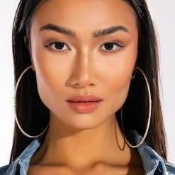 FINE LINE AB 80MM HOOP EARRINGS -handbag shop fine line ab 80mm hoop earrings silver ab 1 1